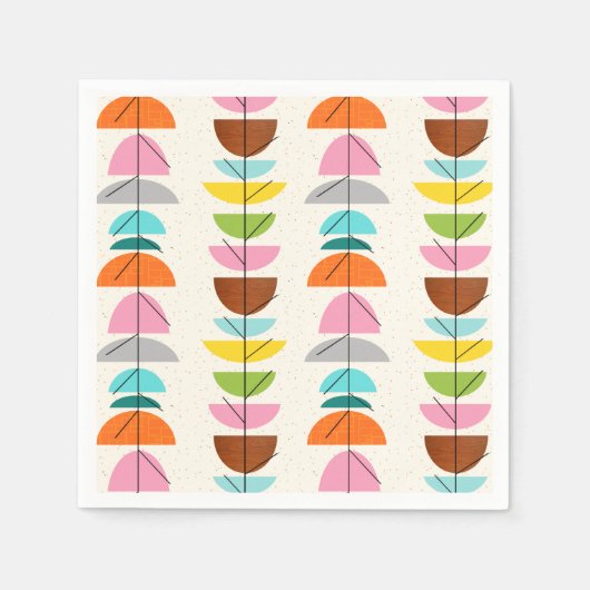 レトロカラフルネスト紙ナプキンス スタンダードカクテルナプキン (正面)