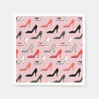 レトロカラフルハイヒールガーリーポンプ靴パターン スタンダードカクテルナプキン
