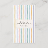 レトロカラフルハンドドローストライプドトレンディーボホシック 名刺 (正面)