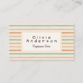 レトロカラフルハンドドローストライプドユニークボホ 名刺 (正面)