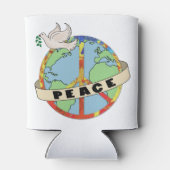 レトロカラフルハンドドロー世界平和と鳩 缶クーラー (裏面)