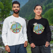 レトロカラフルハンドドロー世界平和と鳩 Tシャツ