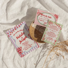 レトロカラフルハンドドロー書ド予測できなドの結婚値 招待状