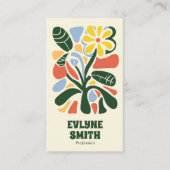 レトロカラフルハンドドローGroovyフローラボホシック 名刺 (正面)