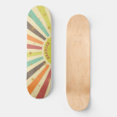 レトロカラフルバーストスターパーソナライズされたネームカスタム スケートボード (正面)