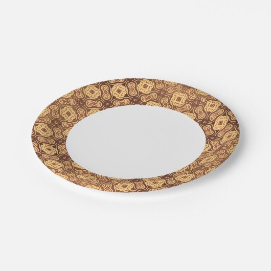 レトロカラフルパターン背景 ペーパープレート (アングル)