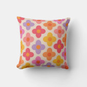 レトロカラフルヒッピーモダンフラワーパターン クッション (正面)