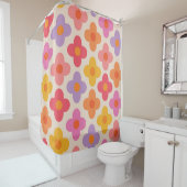 レトロカラフルヒッピーモダンフラワーパターン シャワーカーテン (インサイチュ)