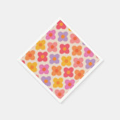 レトロカラフルヒッピーモダンフラワーパターン スタンダードカクテルナプキン (角)
