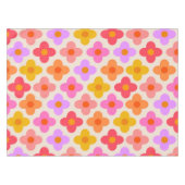 レトロカラフルヒッピーモダンフラワーパターン テーブルクロス (正面(横))