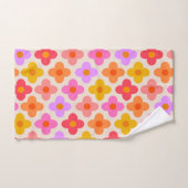 レトロカラフルヒッピーモダンフラワーパターン バスタオルセット (ハンドタオル)