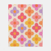 レトロカラフルヒッピーモダンフラワーパターン フリースブランケット (正面)