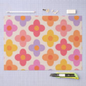 レトロカラフルヒッピーモダンフラワーパターン 薄葉紙 (クラフト)