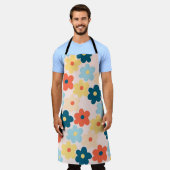 レトロカラフルヒッピー花柄 エプロン (着用した状態)