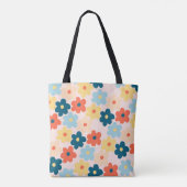 レトロカラフルヒッピー花柄 トートバッグ (裏面)