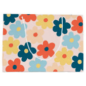 レトロカラフルヒッピー花柄 ラージペーパーバッグ (裏面)