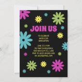 レトロカラフルヒッピー花2写真卒業 招待状 (裏面)