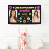 レトロカラフルヒッピー花2写真卒業 横断幕 (インサイチュ)