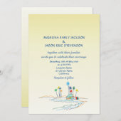 レトロカラフルビーチ結婚式 招待状 (正面/裏面)