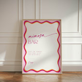 レトロカラフルピンクオレンジウェー縁どブミモサバー 台座サイン