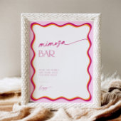 レトロカラフルピンクオレンジウェー縁どブミモサバー 台座サイン