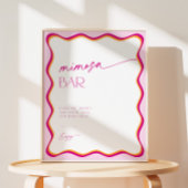 レトロカラフルピンクオレンジウェー縁どブミモサバー 台座サイン