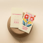 レトロカラフルピンクグルーヴィフローラボガーリーホ 名刺