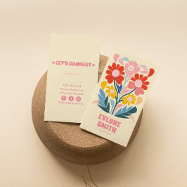 レトロカラフルピンクグルーヴィフローラボガーリーホ 名刺