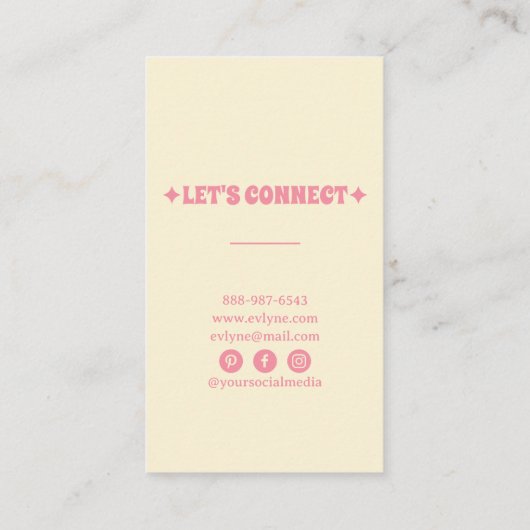 レトロカラフルピンクグルーヴィフローラボガーリーホ 名刺 (裏面)