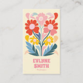 レトロカラフルピンクグルーヴィフローラボガーリーホ 名刺 (正面)