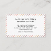 レトロカラフルピンクグレストライプーのパステルカラー 名刺 (裏面)