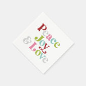 レトロカラフルピースジョイ&ラブクリスマスホリデー スタンダードカクテルナプキン (角)