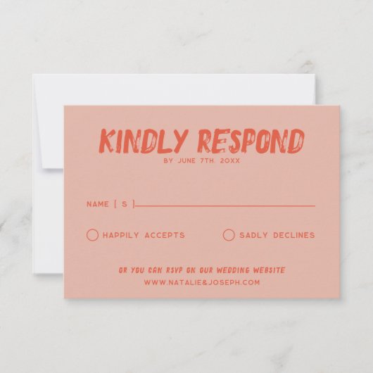 レトロカラフルファンキーはっきりしたユニーク結婚おもしろい 出欠カード (正面)