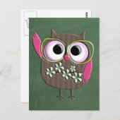 レトロカラフルフクロウボホボヘミアンバードカスタム ポストカード (正面/裏面)