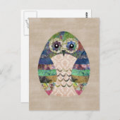 レトロカラフルフクロウボホボヘミアンバードカスタム ポストカード (正面/裏面)