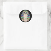 レトロカラフルフクロウボホボヘミアンバードカスタム ラウンドシール (バッグ)