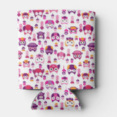 レトロカラフルフクロウ鳥の模様 缶クーラー (裏面)