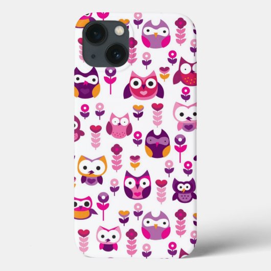 レトロカラフルフクロウ鳥の模様 Case-Mate iPhoneケース (裏面)