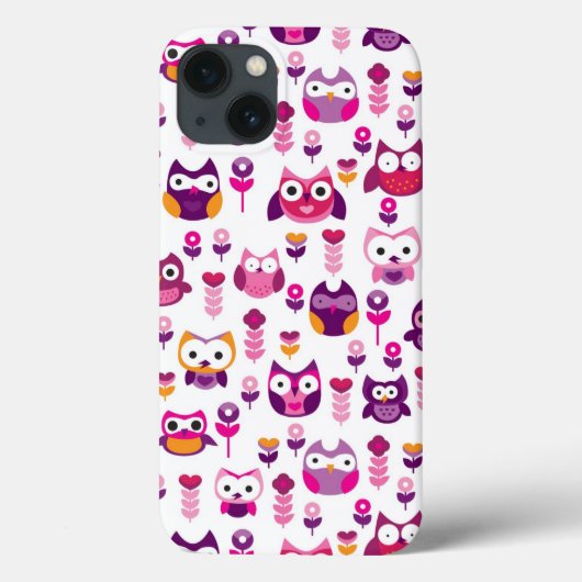 レトロカラフルフクロウ鳥の模様 Case-Mate iPhoneケース (裏面)