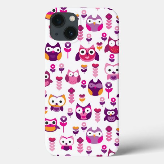 レトロカラフルフクロウ鳥の模様 Case-Mate iPhoneケース (裏面)
