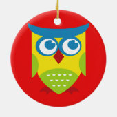 レトロカラフルフクロウ セラミックオーナメント (裏面)