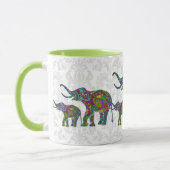 レトロカラフルフラワーエレファントファミリー2 マグカップ (左)