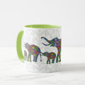 レトロカラフルフラワーエレファントファミリー2 マグカップ (正面左)