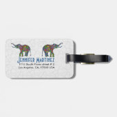 レトロカラフルフラワーエレファント3cデザイン ラゲッジタグ (裏面横)