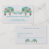 レトロカラフルフラワーズエレファントアポイントメントカード 予約カード (正面/裏面)