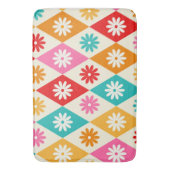 レトロカラフルフラワーズオンハーレクインダイヤモンド バスマット (正面縦)