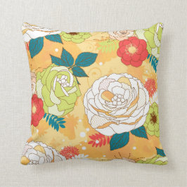 レトロカラフルフラワーズコラージュ クッション
