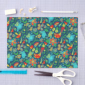 レトロカラフルフラワーズバード&蝶 薄葉紙 (クラフト)