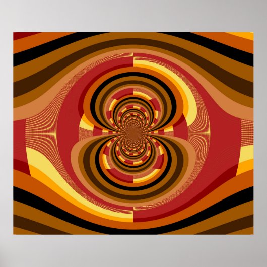 レトロカラフルフローラアールヌーボー装飾 ポスター (正面)