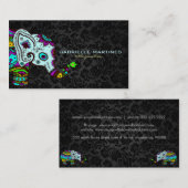 レトロカラフルフローラゾウ&ブラックダマスク2 名刺 (正面/裏面)